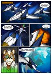 aircraft anthro border canid canine ciel-wolf clothed clothing comic dialogue earth english_text fox male mammal nintendo planet solo space star_fox text vehicle white_border