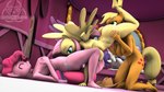 16:9 2023 3d_(artwork) anthro anthrofied applejack_(mlp) artist_logo biped breasts butt colored cunnilingus curled_hair daisy_train digital_media_(artwork) equid equine female female/female fluttershy_(mlp) friendship_is_magic hair hasbro hi_res holding_breast leg_wrap logo mammal my_little_pony mythological_creature mythological_equine mythology nipples nude oral pegasus pinkie_pie_(mlp) poofy_hair rarity_(mlp) senthaurekmern sex vaginal widescreen wings