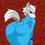 1:1 1_eye anthro anus_outline anxietyfilledfluf camel_toe canid canine canis crossgender eye_patch eyewear female genital_outline mammal metroid mtf_crossgender nintendo pussy_outline red_eyes solo star_fox tail wolf wolf_o'donnell zero_suit