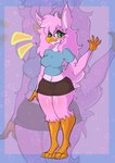 absurd_res anthro avian beak bird clothed clothing digital_media_(artwork) female fur hair hi_res looking_at_viewer silly_bird simple_background smile solo topwear unknown_artist