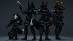 16:9 3d_(artwork) anthro assault_rifle black_body black_fur black_sclera blep blue_eyes bodypaint brown_body brown_eyes brown_fur canid canid_demon canine canis demon digital_media_(artwork) dual_wielding face_paint female fur green_eyes group gun hand_on_head handgun hellhound hi_res holding_object holding_weapon hybrid kneeling looking_at_viewer mammal military mythological_canine mythological_creature mythology orange_eyes petruz_(copyright) pistol pose ranged_weapon rifle simple_background skull_face_paint smile smiling_at_viewer sniper_rifle soldier source_filmmaker_(artwork) submachine_gun tactical_gear thevestige tongue tongue_out warrior weapon widescreen wolfdog