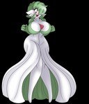 aakashi alpha_channel big_breasts blush border breast_growth breasts brown_eyes chest_spike colored eyelashes female gardevoir gender_transformation generation_3_pokemon green_body green_hair growth hair humanoid looking_down mtf_transformation nintendo open_mouth pokemon pokemon_(species) simple_background solo species_transformation spikes spikes_(anatomy) surprised_expression thick_thighs transformation transparent_background transparent_border white_body