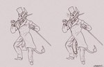 anthro basil_(papyreit) bent_legs big_penis bone boots bottomwear cane clock clothing coat cravat demon dress_shirt dress_shoes ears_back expansion footwear foreskin frock_coat genital_expansion genitals gentleman gloves handwear hat headgear headwear huge_penis hyper hyper_genitalia hyper_penis male necktie pants papyreit penis penis_expansion pivoted_ears pocket_square pocketwatch shirt shoes skull solo spread_legs spreading suit surprise tail tail_tuft top_hat topwear torn_clothing tuft vest watch worried