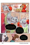 2:3 bastriw boxing_gloves canid canine canis clothing comic dialogue domestic_dog english_text fight fran_(bastriw) green_eyes handwear hi_res male mammal murid murine nico_(bastriw) rat rodent text training url wolf