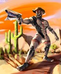 absurd_res desert destiny_(character) destiny_(video_game) exo foreskin genitals gun hi_res nous_(artist) penis ranged_weapon robotic robotic_penis solo sunset sunshot weapon