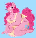 absurd_res anthro apron apron_only big_breasts big_butt breasts butt clothed clothing earth_pony equid equine female friendship_is_magic fur hasbro hi_res horse mammal my_little_pony partially_clothed pink_body pink_fur pinkie_pie_(mlp) pony poofy_hair sillysillay slightly_chubby slightly_chubby_anthro slightly_chubby_female smile smug_face solo