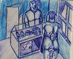 2024 animal_humanoid anthro apron apron_only baker bakery balls bodily_fluids butt canid canine canis client clothed clothing colored cum cum_drip cum_glazed cum_in_ass cum_inside cum_on_penis cumplay cumshot dessert dripping duo ejaculation erection excessive_cum excessive_genital_fluids food food_fetish food_play food_stand fur genital_fluids genitals glazed_penis hair hi_res humanoid humanoid_genitalia humanoid_penis improvised_sex_toy joeythepuppy lagomorph leporid male mammal mammal_humanoid monochrome mostly_nude nude orgasm partially_clothed penile penis public public_exposure public_nudity rabbit shaded simple_background sketch smile splatter splattershot stain stained tail traditional_media_(artwork) unaware wolf