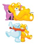 animate_inanimate anthro bandai_namco digimon digimon_(species) dokotroopi duo frigimon fur living_plushie male monzaemon pillow plushie scar scarf sharing_clothing sharing_scarf snowman teddy_bear yellow_body yellow_fur