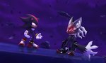 anthro black_body black_fur canid canine canis clothing duo eulipotyphlan footwear fur hedgehog hi_res humanoid infinite_(sonic) jackal male male/male mammal mask multicolored_body netflix realta22 red_eyes sega shadow_the_hedgehog shoes sonic_forces sonic_prime sonic_the_hedgehog_(series)