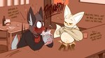 16:9 2021 aggretsuko alcohol anthro areola beverage big_breasts bigbeanpole breast_drop breast_rest breasts canid canine comic dialogue duo english_text fakeryway female fennec_fox fenneko flashing fox haida_(aggretsuko) hi_res huge_breasts hyena male mammal nipples one_breast_out sanrio short_stack spit-take spotted_hyena text true_fox widescreen