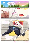 2020 absurd_res accessory accident accidental_exposure anthro apron biped bodily_fluids bottomwear braixen bulge clothed clothed_feral clothing comic crossdressing dark_text dialogue dress ellie_the_braixen english_text femboy feral garter_straps generation_6_pokemon heart_after_signature heart_before_signature heart_in_signature heart_symbol hi_res legwear maid_apron maid_headdress maid_uniform male mammal name_drop name_in_dialogue nikkibunn nintendo number open_mouth page_number panties panties_bulge pattern_bottomwear pattern_clothing pattern_panties pattern_underwear penis_in_panties pokemon pokemon_(species) purple_text signature solo species_in_dialogue speech_bubble striped_bottomwear striped_clothing striped_panties striped_underwear stripes sweat text text_with_heart underwear uniform upskirt