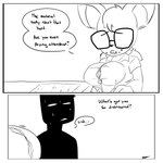 1:1 2023 absurd_res anthro bat big_breasts braces breast_jiggle breasts button_(fastener) cleavage clothed clothing duo english_text eyewear female glasses hi_res inuyuru jiggling lisp male male/female mammal monochrome nerd rouge_the_bat sega sketch sonic_the_hedgehog_(series) straining_buttons text