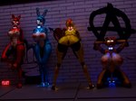 3d_(artwork) 4:3 animatronic anus bdsm bent_over big_breasts big_butt blender_cycles breasts butt collar digital_media_(artwork) female female/female five_nights_at_freddy's five_nights_at_freddy's_2 foxy_(fnaf) freekiller glowing glowing_body_parts glowing_eyes graffiti group hand_on_breast hands_behind_back hands_behind_head hands_on_wall hi_res huge_breasts huge_butt kneeling leaning_on_wall legs_together looking_at_viewer machine metallic_body nipples one_eye_closed open_mouth prostitution robot scottgames seductive spread_legs spreading standing toy_bonnie_(fnaf) toy_chica_(fnaf) toy_freddy_(fnaf) wall_(structure)