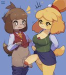 2022 absurd_res animal_crossing anthro ball_size_difference balls bottomwear bottomwear_down breasts brother_(lore) brother_and_sister_(lore) canid canine canis cleavage clothed clothing crossgender digby_(animal_crossing) digital_media_(artwork) domestic_dog duo emanata erection foreskin fraternal_twins ftg_crossgender fti_crossgender genitals glans gynomorph hi_res humanoid_genitalia humanoid_penis incest_(lore) intersex intraspecies isabelle_(animal_crossing) kyurisawa male mammal nintendo open_mouth pants pants_down partially_clothed penis penis_size_difference pink_glans shih_tzu sibling_(lore) simple_background sister_(lore) toy_dog twincest_(lore) twins_(lore)