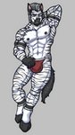 abs absurd_res anthro biceps clothing donovan_(disambiguation) equid equine fur green_eyes hi_res kobu_art looking_at_viewer male mammal muscular muscular_anthro muscular_male navel nipple_piercing nipples pecs piercing solo striped_body striped_fur stripes zebra