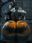 3:4 3d_(artwork) ambiguous_gender big_butt bodypaint butt deepspacebug digital_media_(artwork) electronic_arts halloween hi_res holidays huge_butt huge_hips huge_thighs looking_at_viewer looking_back machine metal metallic_body pumpkin_butt rear_view respawn_entertainment robot solo spectre_(titanfall) thick_thighs titanfall titanfall_2 wide_hips