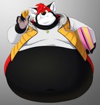 ailurid anthro belly big_belly black_body black_fur box chubby_cheeks claws clothed clothing container dessert double_chin doughnut eating food fur hi_res holding_box holding_container holding_food holding_object hoodie jewelry male mammal moobs navel obese obese_anthro obese_male overweight overweight_anthro overweight_male pastry pendant pokelai red_body red_fur red_panda solo topwear white_body white_fur