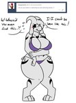 2017 anthro asriel_dreemurr_(god_form) big_breasts bikini biped blush boss_monster_(undertale) bovid breasts caprine clothing crossgender english_text female floppy_ears fur horn long_ears mammal mtf_crossgender robertge solo swimwear text two-piece_swimsuit undertale undertale_(series) white_body white_fur