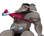 Rating: q
ID: 4252099
Date: 2023-08-24 15:25:06 -0400
Status: active
Score: 44
2022 anthro arm_hair arm_tattoo beard belly belly_fondling belly_hair belly_play belly_rub biceps blush bodily_fluids body_hair chest_hair clothing disembodied_hand ear_piercing elephant elephantid facial_hair forceful forearm_hair forearms happy_trail hat headgear headwear leg_hair male mammal manly mature_male mrloodness_(artist) musclegut muscular navel nipple_piercing nipples pecs piercing pink_clothing pink_shirt pink_tank_top pink_topwear proboscidean proboscis_(anatomy) shirt shirt_grab sitting slightly_chubby solo spread_legs spreading stubble sweat sweatdrop tank_top tattoo topwear triceps trunk_(anatomy) trunk_jewelry post #4252099