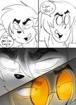 anthro ben_(jordo) comic dialogue domestic_cat duo eyewear felid feline felis george_(jordo) glasses glowing glowing_eyes hi_res human jordo_(artist) male male/male mammal speech_bubble text