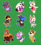 2019 ambiguous_gender animal_crossing annalisa_(animal_crossing) anteater anthro avian beak bear belly bird bird_legs black_clothing black_eyes black_hair black_legs black_shirt black_tail black_tank_top black_topwear blonde_hair blue_body blue_inner_ear blue_stripes blush bovid bovine broffina_(animal_crossing) brown_body brown_clothing brown_feathers brown_hair brown_shirt brown_topwear cattle chicken clothing clown clown_makeup crocodile crocodilian crocodylid del_(animal_crossing) diamond_pattern domestic_cat dress fangs feathers felid feline felis fur galliform gallus_(genus) green_clothing green_dress green_ears grey_body grey_skin grey_spots group hair heart_clothing heart_shirt heart_symbol heart_topwear hi_res hooves horn looking_at_viewer mammal markings multicolored_clothing multicolored_shirt multicolored_topwear nintendo orange_body orange_feathers orange_fur oscine passerine pattern_clothing pattern_shirt pattern_topwear phasianid pierre_(animal_crossing) pilosan pink_clothing pink_dress pink_eyelids plentyofsoup polar_bear pudge_(animal_crossing) rainbow_clothing rainbow_shirt rainbow_topwear red_belly red_clothing red_jaw red_paws red_shirt red_stripes red_tank_top red_topwear reptile scalie shirt sparro_(animal_crossing) sparrow spots striped_clothing striped_horn striped_markings striped_shirt striped_tail striped_topwear stripes stu_(animal_crossing) t-shirt tail tail_markings tan_body tan_fur tank_top teeth tipper_(animal_crossing) topwear tutu_(animal_crossing) ursine white_body white_inner_ear white_paws white_skin wings xenarthran yellow_beak yellow_body yellow_feathers yellow_hooves yellow_horn yellow_legs