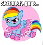 >:( angry blue_body blue_feathers blue_fur bottomwear breaking_the_fourth_wall clothing dancewear dress equid equine feathered_wings feathers female feral friendship_is_magic frilly fur hair hasbro mammal multicolored_hair multicolored_tail my_little_pony mythological_creature mythological_equine mythology pegasus pink_eyes rainbow_dash_(mlp) rainbow_hair rainbow_tail simple_background skirt solo tail tutu unknown_artist white_background wings