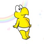 1:1 anthro briefs briefs_only bulge clothed clothing heart_symbol koopa koopa_troopa male mario_bros nintendo nishi_oxnard rainbow scales scalie simple_background solo sparkles tighty_whities topless underwear underwear_only white_background white_briefs white_clothing white_underwear y-fronts yellow_body yellow_scales