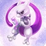 1:1 2018 ambiguous_gender digital_media_(artwork) digital_painting_(artwork) generation_1_pokemon legendary_pokemon looking_at_viewer mewtwo nintendo plushie pokemon pokemon_(species) solo tsaoshin