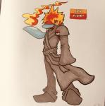 2018 angry anthro anthrofied armor artificial_intelligence avian beak belt biped blue_beak blue_body bottomwear clothed clothing cloud_strife coat cosplay crossover crossover_cosplay digital_creature elemental_manipulation english_text featureless_hands final_fantasy final_fantasy_vii fire fire_manipulation firefightdex footwear front_view full-length_portrait generation_4_pokemon grey_clothing hair hi_res machine magic male marco_fanjul marker_(artwork) mixed_media multicolored_body multicolored_hair nintendo orange_hair pants pen_(artwork) pokeball pokemon pokemon_(species) pokemorph portrait porygon-z red_body red_hair robot shadow shoes short_hair shoulder_guards simple_background solo spiky_hair square_enix standard_pokeball standing text toony topwear traditional_media_(artwork) trenchcoat two_tone_body two_tone_hair white_background yellow_eyes yellow_sclera