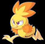 2_toes alpha_channel ambiguous_gender avian_feet beak feathers feet feral generation_3_pokemon mukitsune nintendo orange_body orange_feathers pokemon pokemon_(species) purple_eyes running shiny_pokemon simple_background solo toes torchic transparent_background yellow_body yellow_feathers