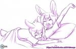 adolescent anthro aogami aria_(aogami) bed brother_(lore) brother_and_sister_(lore) chirmaya clothing duo female furniture hair hymn_(aogami) lagomorph leporid male mammal panties pillow rabbit shirt sibling_(lore) sister_(lore) sleeping topwear twins_(lore) underwear young young_anthro