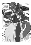 anthro anthrofied bottomwear bracelet breasts clothed clothing dialogue english_text equid equine female greyscale hair hair_over_eye hand_on_hip hasbro headpiece hi_res horn idw_publishing jewelry mammal monochrome multicolored_hair my_little_pony my_little_pony_(idw) mythological_creature mythological_equine mythology nightmare_rarity_(idw) one_eye_obstructed pia-sama pupils skirt slit_pupils solo text under_boob unicorn