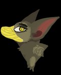 2019 alpha_channel ambiguous_form ambiguous_gender black_eyebrows brown_body brown_fur digital_media_(artwork) digital_painting_(artwork) eyebrows fur headshot_portrait jaspering looking_at_viewer portrait red_inner_ear shaded side_view simple_background snout snout_wraps solo transparent_background yellow_eyes