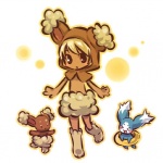 1:1 >_< ambiguous_gender bandai_namco big_eyes blonde_hair blue_body blue_fur boots brown_body brown_fur brown_skin buneary cheagle clothed clothing cosplay costume crossover dipstick_ears ear_markings eyes_closed feral footwear front_view fur generation_4_pokemon group hair hitec hood human lagomorph looking_at_viewer male mammal mieu multicolored_ears nintendo on_one_leg open_mouth open_smile pokemon pokemon_(species) pokemon_costume shoes simple_background smile standing tales_of_(series) tales_of_the_abyss toony topless white_background white_body white_fur wool_(fur)