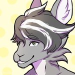 1:1 anthro bust_portrait fur green_eyes grey_body grey_fur grey_hair grin hair lagomorph leporid lionfloof male mammal multicolored_hair pattern_background portrait rabbit simple_background smile solo two_tone_hair white_body white_fur white_hair