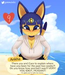 2021 absurd_res alternate_version_at_source animal_crossing ankha_(animal_crossing) anthro arms_bent bangs beach big_breasts blue_ears blue_eyes blue_hair blush blush_lines bodily_fluids bottomwear breasts broken_heart cleavage clothed clothing collar crying curvy_figure detailed_background dialogue digital_media_(artwork) domestic_cat english_text eyelashes eyeshadow felid feline felis female fingers frown fur gammainks hair hands_on_hips hands_on_own_hips header header_box hi_res holding_hips hoodie huge_breasts leaning leaning_forward looking_at_viewer lovesick makeup mammal markings nintendo number numbered_broken_heart numbered_heart outside scolding sea seaside short_hair shorts solo standing striped_markings striped_tail stripes tail tail_markings talking_to_viewer tears text text_box topwear tsundere upset uraeus voluptuous water wide_hips worried yellow_body yellow_fur yellow_inner_ear