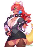 2019 alternate_species alternative_fashion animal_humanoid big_breasts bottomwear bowser bowsette_meme bracelet breasts cleavage clothed clothing collar colored_nails crossgender crown ear_piercing ear_ring eyeshadow female glistening glistening_body glistening_clothing green_nails gyaru hair headgear horn humanoid humanoid_pointy_ears humanoidized j-fashion jewelry kajinman koopa_humanoid legwear lips lipstick long_hair long_nails looking_at_viewer makeup mario_bros meme mtf_crossgender nails nintendo onee_gyaru panties piercing red_hair ring_piercing rock_gyaru scalie scalie_humanoid simple_background skirt solo spiked_bracelet spiked_collar spikes super_crown tan_body tan_skin thigh_highs underwear upskirt white_background