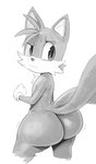 2024 2_tails anthro big_butt bottom_heavy butt butt_focus canid canine canis chest_tuft clothing colored digital_drawing_(artwork) digital_media_(artwork) fox frown fur gloves hair handwear hi_res huge_butt looking_back male mammal miles_prower monochrome multi_tail multicolored_body nude portrait sega shaded shotadonk simple_background solo sonic_the_hedgehog_(series) sqoon tail teapot_(body_type) thick_thighs three-quarter_portrait tuft two_tone_body white_clothing white_gloves white_handwear wide_hips