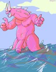 absurd_res anthro balls cartoon_network corrupted_gem diamond_(gem_species) foreskin gem_(species) genitals hi_res humanoid_genitalia humanoid_penis male monster_steven nude outside penis solo steven_universe water zahsosig