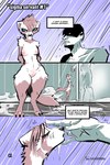 2:3 anthro bathing black_nose blue_eyes breasts bust_portrait claws colored comic derideal detailed_background digital_media_(artwork) domestic_ferret duo english_text eyes_closed female female_on_human fingers full-length_portrait genitals hair hi_res human human_on_anthro humanoid_pointy_ears interspecies kiaun larger_human larger_male long_tail male male_on_anthro mammal mix_(derideal) mustelid musteline nude page_number pointy_ears portrait pussy shaded shower showering showering_together size_difference smaller_anthro smaller_female steam symbol tail text text_box true_musteline url water water_drop weasel