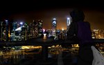 ambiguous_gender anthro arctic_fox beverage bottomwear canid canine city cityscape clothed clothing draw_over english_text facing_away_from_viewer fox hi_res mammal night pants singapore skyline solo suit text topwear true_fox vest vexxus_(vxserenade) vxserenade