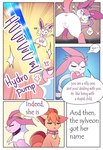 anus collar comic dialogue eeveelution english_text female feral generation_1_pokemon generation_6_pokemon genitals group hi_res humanoid_genitalia kemono looking_back loreking nintendo pink_anus pokemon pokemon_(species) princess_(loreking) pussy ribbons rose_(loreking) shiny_pokemon sylveon tail talking_feral text vaporeon vulpix