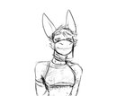 2024 anthro asinus clothed clothing crossdressing donk_(hladilnik) donkey equid equine femboy hi_res hladilnik male mammal midriff monochrome sketch smile solo translucent translucent_clothing veil