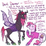 1:1 alternate_species arthropod changeling clothed clothed_feral clothing cloven_hooves diavolo_(jjba) dual_persona duo english_text equid equine exoskeleton fangs feral feralized freckles friendship_is_magic furrification hair hasbro hi_res hooves horn horse jojo's_bizarre_adventure male mammal my_little_pony mythological_creature mythological_equine mythology pink_body pink_hair ponification pony regularcitrus sweater tail tail_tuft teeth text topwear tuft unicorn unicorn_horn vinegar_doppio