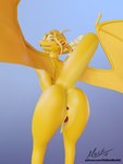 3d_(artwork) anthro anus bedroom_eyes blender_(artwork) digital_media_(artwork) genitals heth_drakiel hi_res hiddenmask18 male narrowed_eyes nude pussy raised_tail scalie seductive solo tail wings