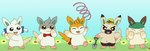 2024 accessory armor artist_logo bijou_(hamtaro) boss_(hamtaro) bow_ribbon bow_tie cappy_(hamtaro) dexter_(hamtaro) female feral fur furgonomics generation_9_pokemon grey_body grey_fur group hair_accessory hair_bow hair_ribbon hamtaro_(series) hard_hat headgear helmet hi_res logo male nintendo nise_pawmo orange_body orange_fur pawmo pichu90 pokemon pokemon_(species) ribbons rubbing_face sandy_(hamtaro) shovel tail tail_accessory tail_bow tail_ribbon tools white_body white_fur