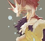 ambiguous_gender animal_genitalia bodily_fluids capcom claws feral genital_fluids genital_slit genitals hi_res ibuki_shione leviathan_(mh) mizutsune monster_hunter scales scalie simple_background smile solo white_body