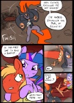 big_macintosh_(mlp) clothing comic crown dialogue digital_media_(artwork) earth_pony english_text equid equine female feral fight friendship_is_magic gem group hair hasbro headgear horn horse magic male mammal metal_(artist) my_little_pony mythological_creature mythological_equine mythology pony scratches text twilight_sparkle_(mlp) unicorn wraps