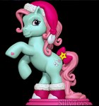 3d_(artwork) 3d_modeling 3d_print boots bow_ribbon christmas christmas_clothing christmas_headwear clothing cutie_mark digital_media_(artwork) equid equine female feral footwear green_body hasbro hat headgear headwear heart_tattoo hi_res holidays horse mammal mane minty_(mlp_g3) my_little_pony pony purple_eyes quadruped ribbons santa_hat shoes sillytoys simple_background smile solo star tattoo