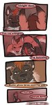 1:2 2016 anthro biped bound canid collar comic dialogue duo english_text fenrir_(tatsuchan18) fur hair havoc_(tatsuchan18) hi_res hyena lying male mammal on_back open_mouth speech_bubble tatsuchan18 text